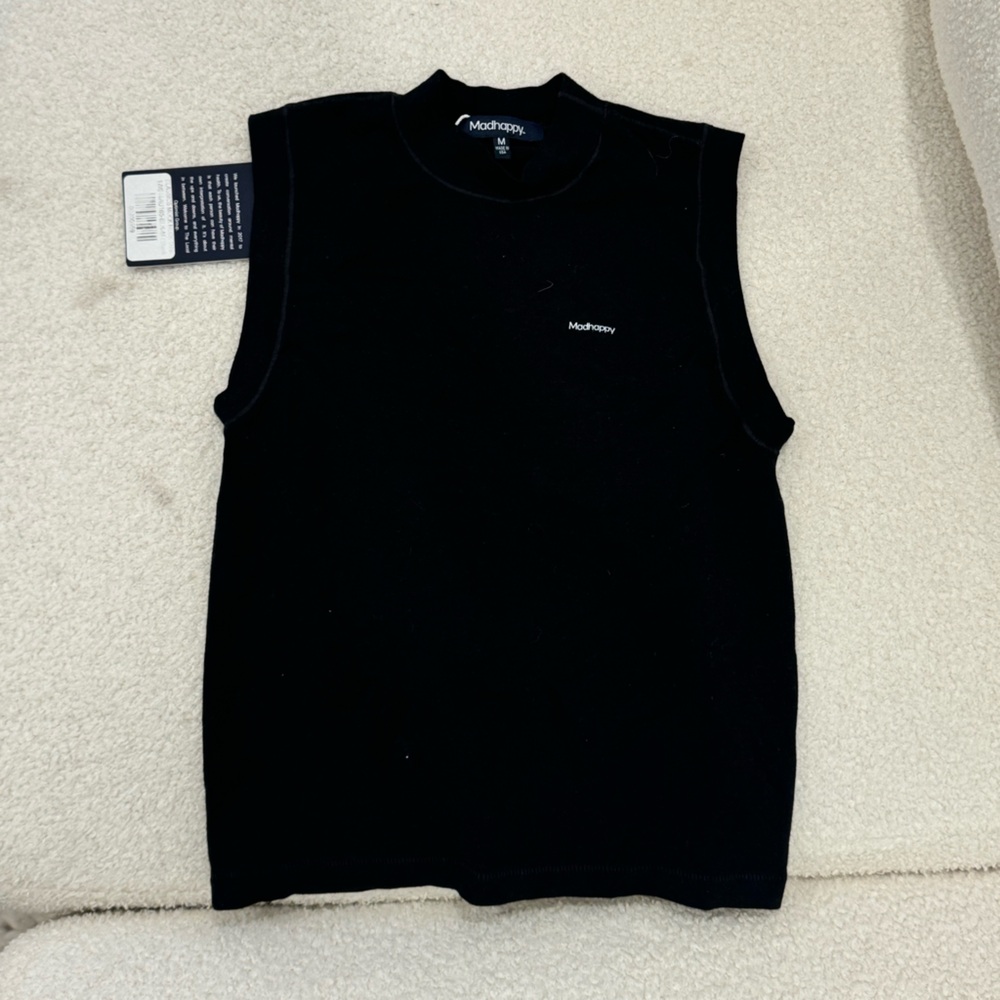 Madhappy black sleeveless mock neck top